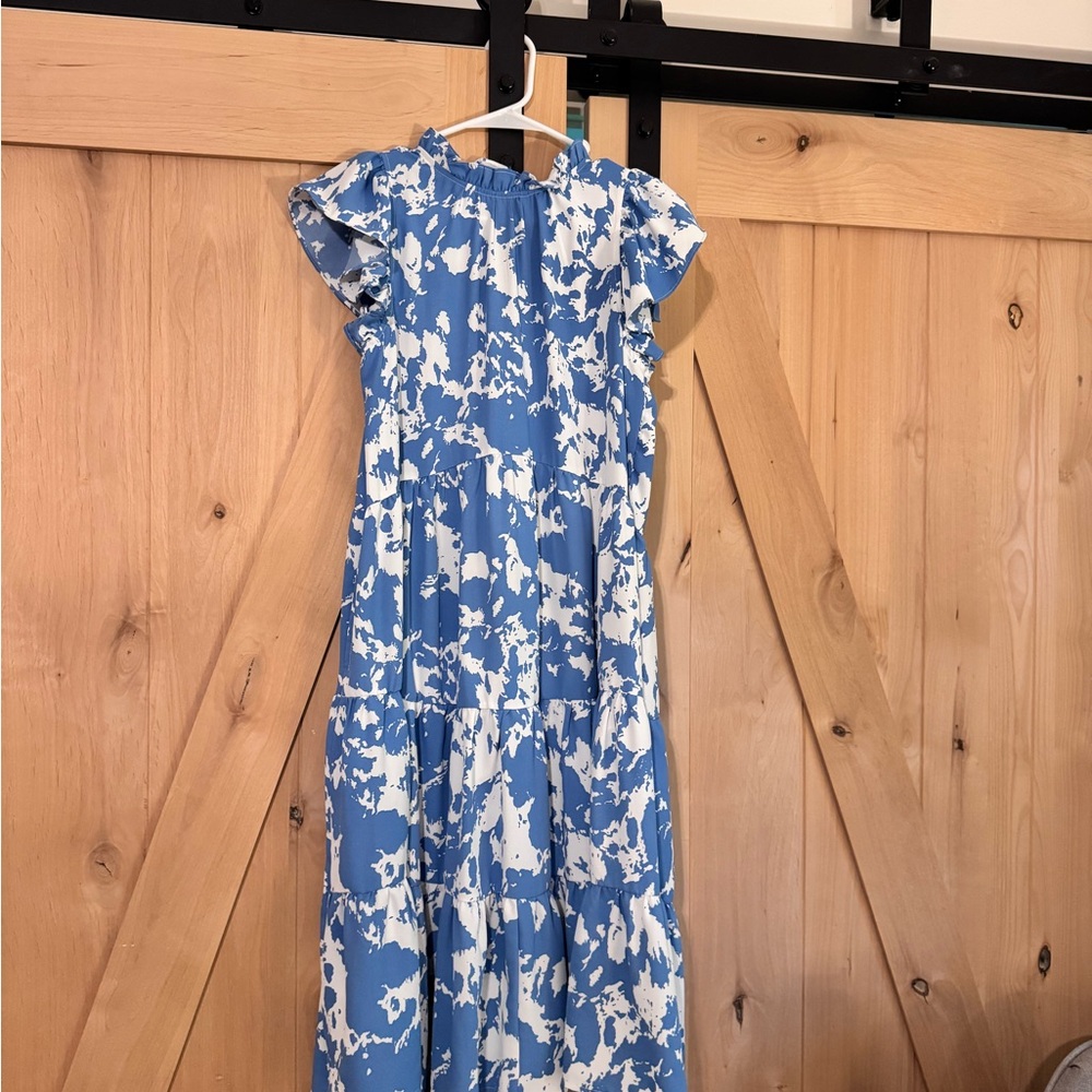 Trendy Boutique Blue and White Ruffled Sundress
